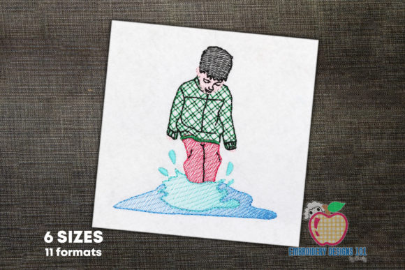 Review: Boy Jumping in Mud Puddle Embroidery Design