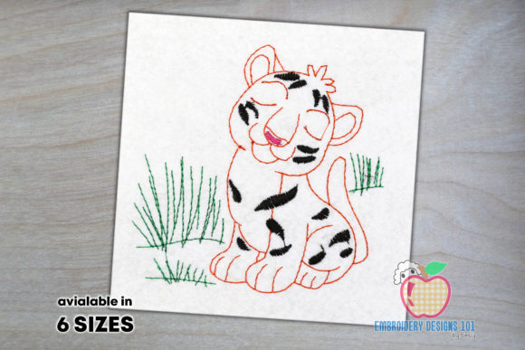 Review: Cute Tiger Cub Sitting on Grass Embroidery