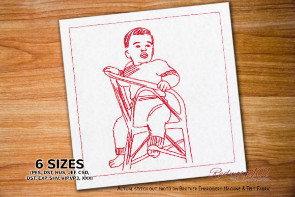 Reviewing Baby Boy Sitting on Chair Embroidery