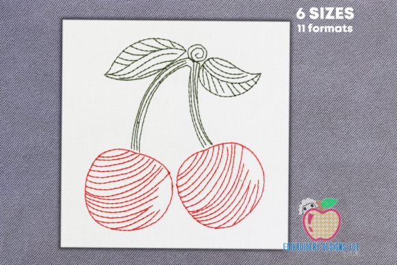 Reviewing Two Cherries with Leaves Line Design
